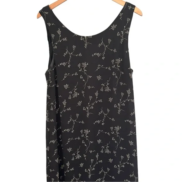 🌷 Vintage 90’s Black Floral Sleeveless Maxi Dress Jumper Size 16 - Picture 5 of 6
